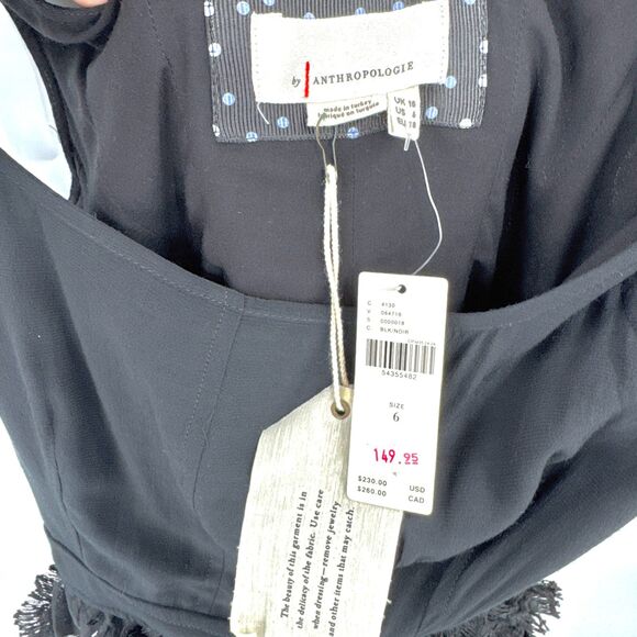 NWT ANTHROPOLOGIE Floriana Black Lacey Embroidered Floral Tank Midi Dress Size 6 - Picture 8 of 10